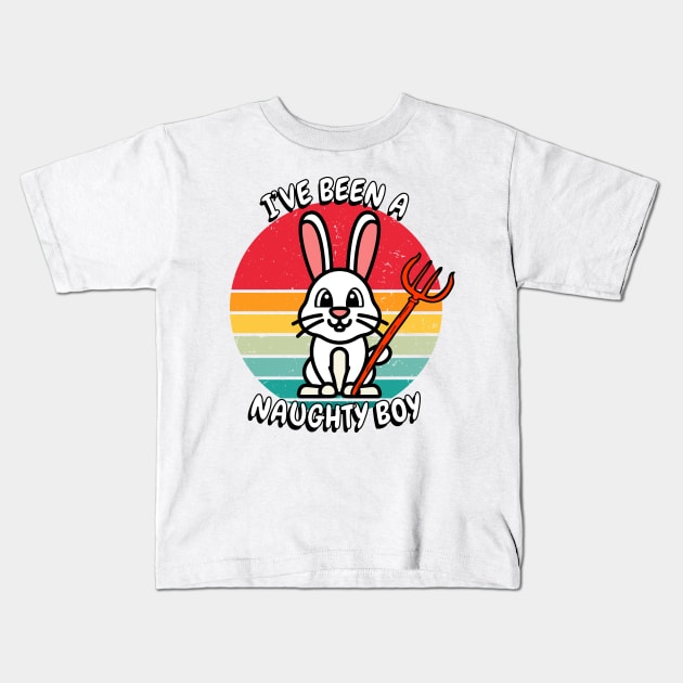 Cute white rabbit is a naughty boy Kids T-Shirt by Pet Station